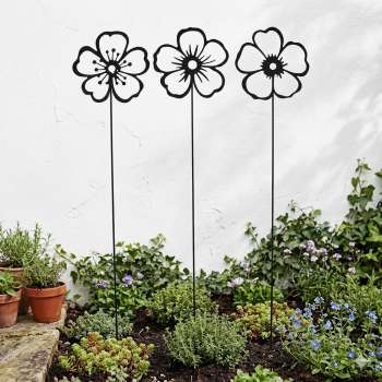 Modernes Gartenstecker 3er Set Blumen
